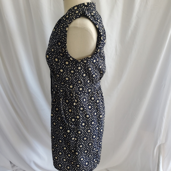 VEEKO Sleveless Midi Patterned Navy Blue Dress Size M - Picture 7 of 13